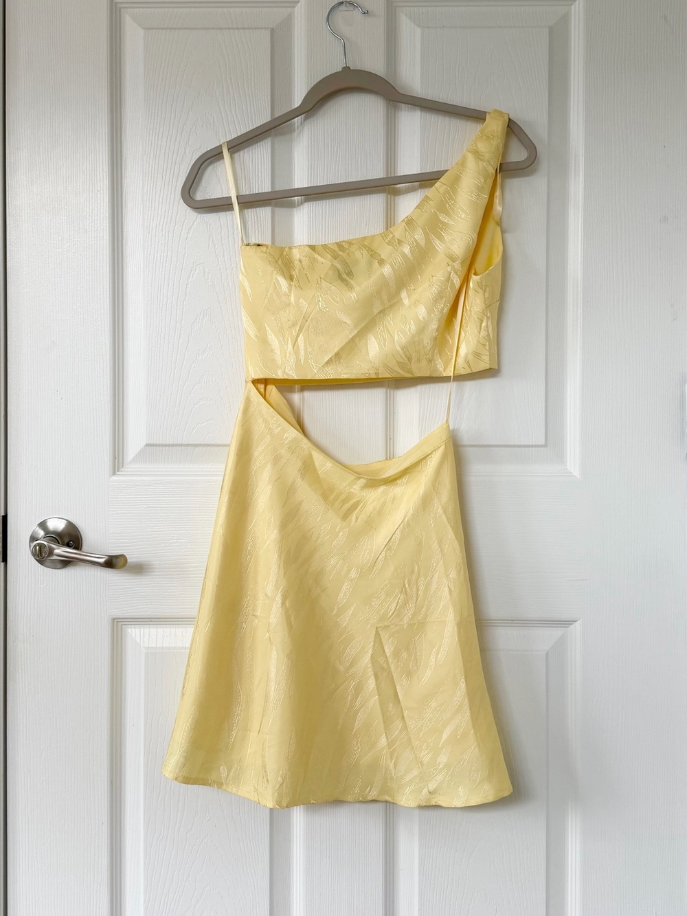 Runaway The Label Etta One-Shoulder Cutout Mini Slip Dress in Butter Yellow - Picture 4 of 8